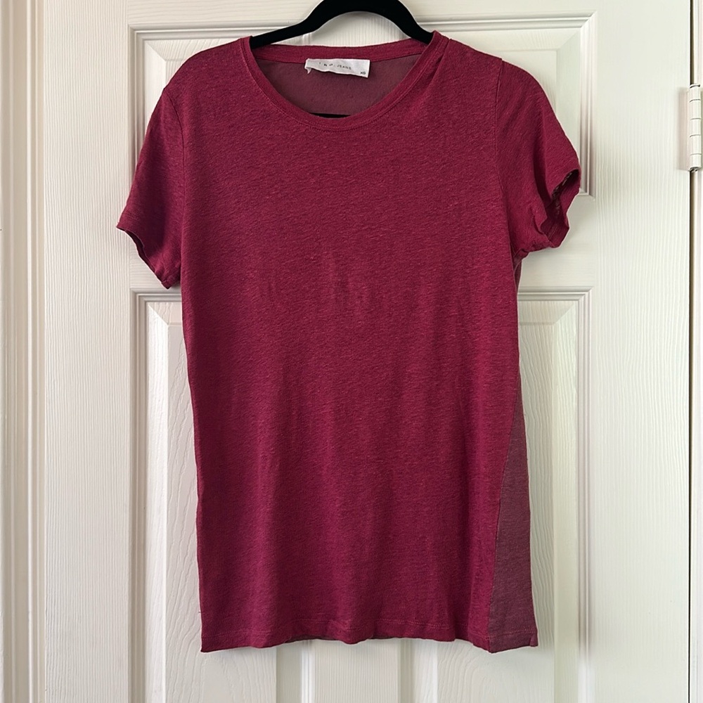 IRO Crew Neck Two-Toned T-Shirt Raspberry in XS